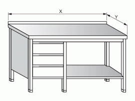 Stůl pracovní se zásuvkovým blokem a policí 1900x600x900mm nerez  gastro