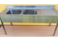 Dvoudřez mycí s odkládací plochou vpravo 1800x700x900mm  gastro nerezový nábytek