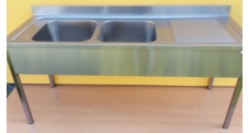 Dvoudřez mycí s odkládací plochou vpravo 1900x700x900mm  gastro nerezový nábytek