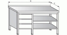 Stůl se zásuvkovým blokem a 2 policemi 1400x600x900mm gastro nerez nábytek