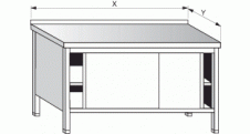 Stůl pracovní skříňový s posuvnými dvířky a policemi 1000x800x900mm gastro nerez nábytek