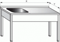 Stůl pracovní se dřezem vlevo 800x700x900mm, nerezový gastro nábytek Stůl pracovní se dřezem vlevo 800x700x900mm, nerezový gastro nábytek