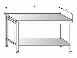 Stůl pracovní s policí 1400x800x900mm gastro