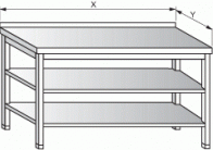 Stůl s dvěma policemi 800x600x900mm nerez  gastro