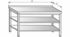 Stůl s dvěma policemi 1200x600x900mm nerez  gastro