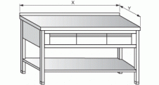 Stůl pracovní se dvěma zásuvkami a policí 1300x600x900mm  nerez gastro