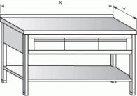 Stůl pracovní se třemi zásuvkami a policí 1800x800x900mm nerez  gastro