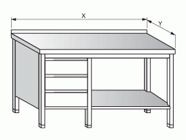 Stůl pracovní se zásuvkovým blokem a policí 900x600x900mm nerez  gastro