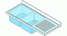 Dvoudřez lisovaný s odkládací plochou vpravo 2000x600mm nerez gastro