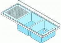 Dvoudřez lisovaný s odkládací plochou vlevo  2000x700mm nerez gastro