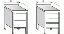 Stůl pracovní - zásuvkový blok, 2x zásuvka, 600x600x900mm nerez gastro