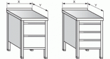 Stůl pracovní - zásuvkový blok, 4x zásuvka 600x600x900mm nerez gastro