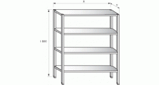 Regál s plnými policemi 500x400x1800mm nerez gastro