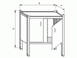 Podstavec uzavřený s dvířky pod konvektomat se zásuvy 800x600x700mm nerez gastro