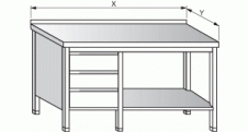 Stůl pracovní se zásuvkovým blokem a policí 1800x600x900mm nerez  gastro