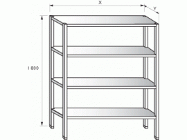 Regál s plnými policemi 1000x400x1800mm nerez gastro