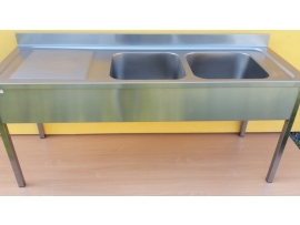 Dvoudřez mycí s odkládací plochou vlevo 1900x700x900mm  gastro nerezový nábytek