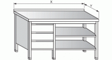 Stůl se zásuvkovým blokem a 2 policemi 1100x600x900mm gastro nerez nábytek