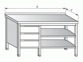 Stůl pracovní se dvěma zásuvkami a policí 1600x600x900mm gastro