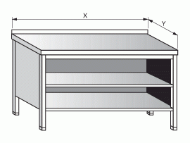 Stůl pracovní se dvěma policemi uzavřený 700x600x900mm gastro nerez nábytek