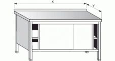 Stůl pracovní skříňový s posuvnými dvířky a policemi 1000x600x900mm gastro nerez nábytek