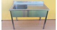 Stůl pracovní se dřezem vlevo, prolamovaná deska, 1000x700x900mm, nerezový gastro nábytek