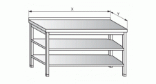 Stůl pracovní s dvěma policemi 2200x800x900mm nerez gastro