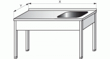 Stůl pracovní se dřezem vpravo 800x600x900mm, nerezový gastro nábytek