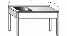 Stůl pracovní se dřezem vlevo 800x600x900mm, nerezový gastro nábytek