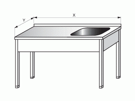 Stůl pracovní se dřezem vpravo 900x600x900mm, nerezový gastro nábytek