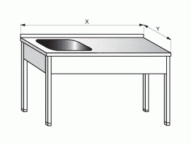 Stůl pracovní se dřezem vlevo 900x600x900mm, nerezový gastro nábytek