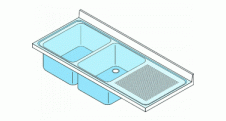 Dvoudřez lisovaný s odkládací plochou vpravo 1600x600mm nerez gastro