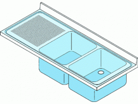 Dvoudřez lisovaný s odkládací plochou vlevo 1600x600mm nerez gastro