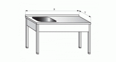 Stůl pracovní se dřezem vlevo 1400x600x900mm, nerezový gastro nábytek