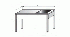 Stůl pracovní se dřezem vpravo 1400x600x900mm, nerezový gastro nábytek